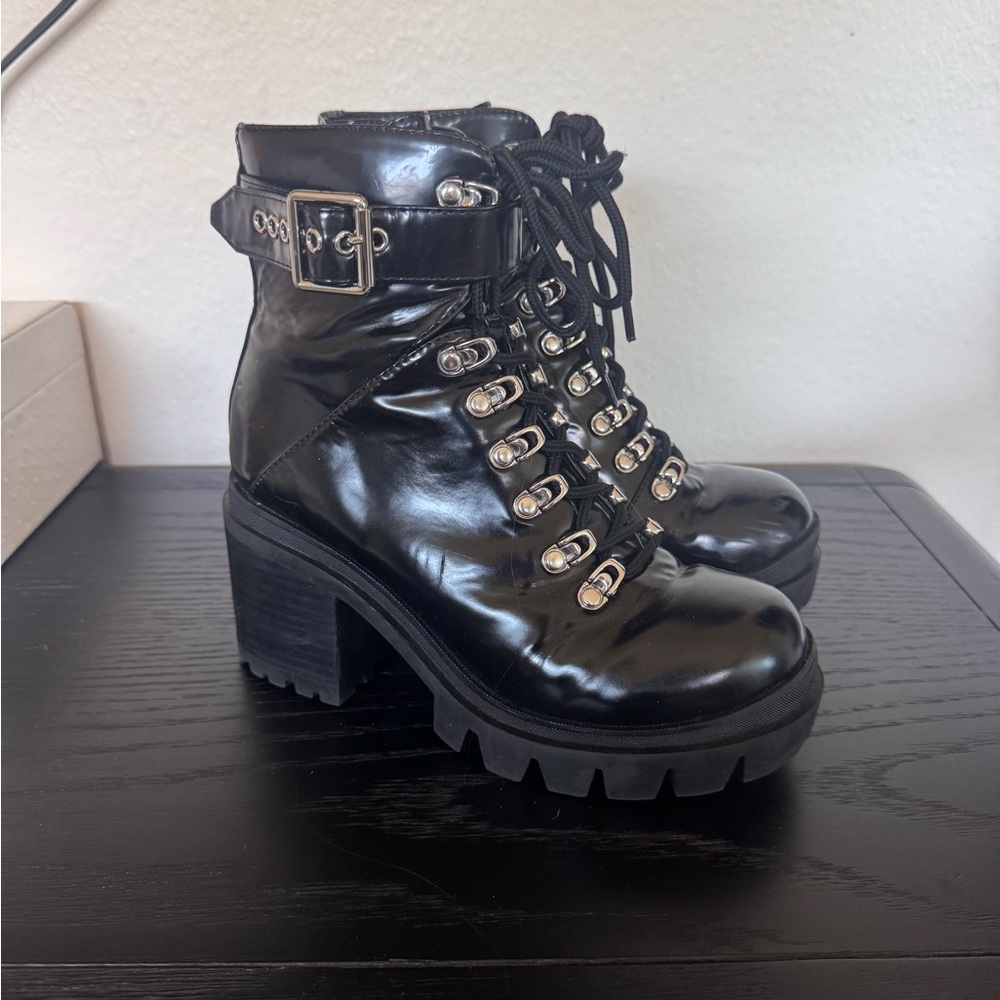 Jeffrey Campbell Black Lace Up Boots